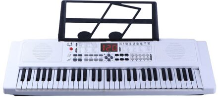 61 Toetsen Elektronische Muziek Piano Speelgoed Multifunctionele Led Display Piano Speelgoed Vroeg Educatief Muziek Instrument Voor Kids wit
