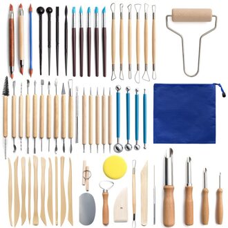 61Pcs Keramische Klei Gereedschap Set Polymeer Klei Gereedschap Aardewerk Gereedschap Set Houten Aardewerk Sculpting Clay Cleaning Tool Set Tool sculptuur