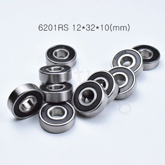 6201RS 12*32*10(mm) 10Piece free shipping bearings ABEC-5 rubber sealing bearings 6201 6201RS chrome steel deep groove bearing