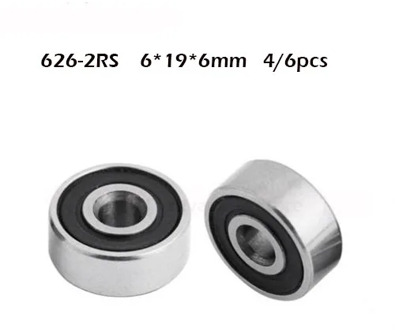 626RS Bearing ABEC-1 (4/6PCS) 6x19x6 mm Rubber Cover Sealed 626-2RS Ball Bearings 626 RS / 2RS