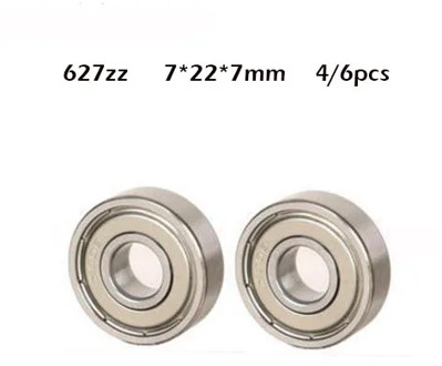 627ZZ 7*22*7(mm) 4/6pieces free shipping bearing ABEC-1 metal Sealed Bearing 627 ZZ chrome steel deep groove bearing