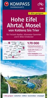62Damrak Kompass Fahrradkarte 3338 Hohe Eifel, Ahrtal, Mosel, Von Koblenz Bis Trier 1:70.000