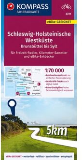 62Damrak Kompass Fk3311 Fietskaart Schleswig-Holsteinische Westküste - Kompass Fietskaarten