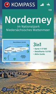 62Damrak KOMPASS Wanderkarte Norderney im Nationalpark Niedersächsisches Wattenmeer 1:17 500