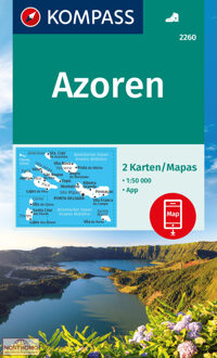 62Damrak Kompass Wanderkarten-Set 2260 Azoren (2 Karten) 1:50.000