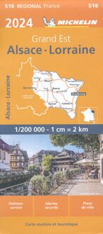 62Damrak Michelin Wegenkaart 516 Alsace, Lorraine / Elzas, Lotharingen 2024 - Regionale Kaarten Michelin