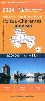 62Damrak Michelin Wegenkaart 521 Poitou-Charentes-Limousin 2024 - Regionale Kaarten Michelin