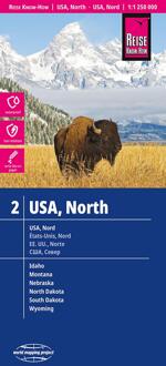 62Damrak Reise Know-How Landkarte USA 02 Nord 1 : 1.250.000. Idaho, Montana, Wyoming, North Dakota, South Dakota, Nebraska