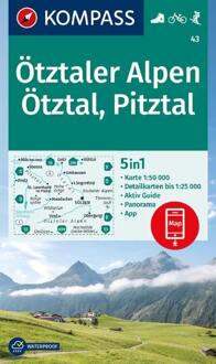 62Damrak Wandelkaart 43 Ötztaler Alpen - Ötztal - Pitztal | Kompass