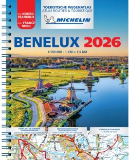 62Damrak Wegenatlas Benelux atlas | 2026 | A4-Formaat | Ringband | Michelin