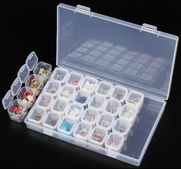 64 Flessen Diamant Schilderen Opbergdoos Plastic Nail Art Organizer Borduurwerk Strass Kralen Case Houder Container Gereedschap Kits 28 grids