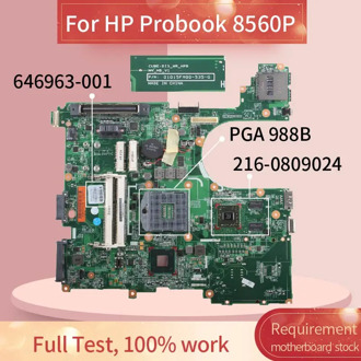 646963-001 646963-501 Laptop motherboard For HP Probook 8560P 6560B QM67 PGA 988B Notebook Mainboard 0105FM00 216-0809024 DDR3