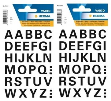 64x Letter stickers op vel zwart 15 mm - Stickers