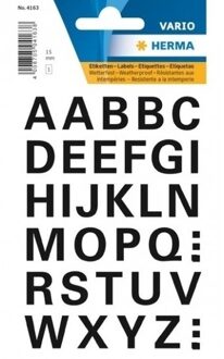 64x Letters plak stickers zwart 15 mm