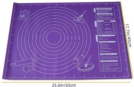 64X45Cm Non-stick Siliconen Gebak Mat Keuken Gadget Extra Grote Bakken Mat Oven Liner Fondant Bakken levert Tafel Ze paars 65X45cm