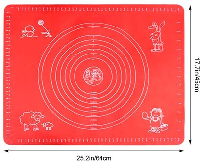 64X45Cm Non-stick Siliconen Gebak Mat Keuken Gadget Extra Grote Bakken Mat Oven Liner Fondant Bakken levert Tafel Ze rood 64x45cm