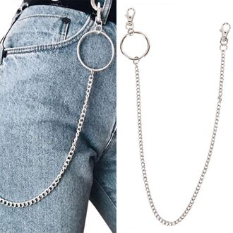 65 Cm Lange Rock Punk Metal Portemonnee Riem Keten Broek Hipster Broek Jean Sleutelhanger Hip Hop Zilveren Ring Clip Broek accessoires