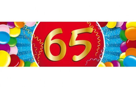 65 jaar leeftijd sticker 19 x 6 cm - 65 jaar verjaardag/jubileum versiering