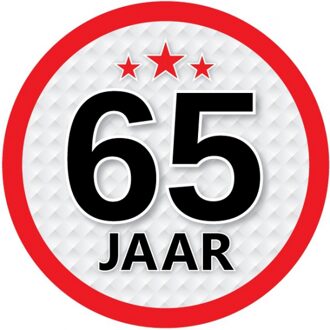 65 jaar leeftijd sticker rond 15 cm - 65 jaar verjaardag/jubileum versiering