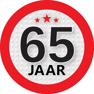 65 jaar leeftijd sticker - rond - Dia 9 cm - 65 jaar verjaardag - jubileum - leeftijd versiering