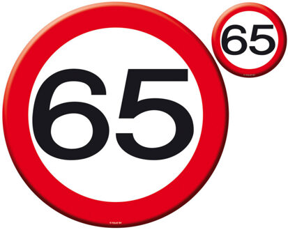 65 Jaar Verkeersbord Placemat en Onderzetter Set - 4x