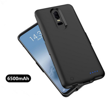 6500Mah Voor Oneplus 6 6 T Externe Batterij Case Shockproof Smart Charger Case Power Bank Snel Opladen Power Cover battry Case zwart for Oneplus 6