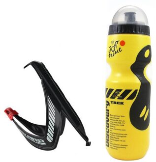 650Ml Fiets Waterbottle Weg Mountainbike Water Fles Met Houder Kooi Outdoor Fietsen Waterkoker Fiets Accessoire geel-zwart