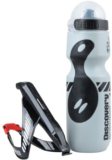 650Ml Fiets Waterbottle Weg Mountainbike Water Fles Met Houder Kooi Outdoor Fietsen Waterkoker Fiets Accessoire grijs-zwart