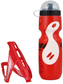 650Ml Fiets Waterbottle Weg Mountainbike Water Fles Met Houder Kooi Outdoor Fietsen Waterkoker Fiets Accessoire rood-wit