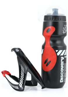 650Ml Fiets Waterbottle Weg Mountainbike Water Fles Met Houder Kooi Outdoor Fietsen Waterkoker Fiets Accessoire zwart-rood