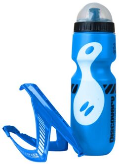 650Ml Mountainbike Fiets Water Drink Fles + Houder Kooi Outdoor Sport Plastic Draagbare Ketel Water Fles Drinkware blauw