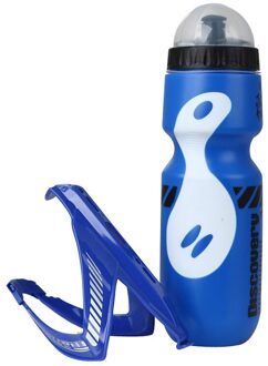 650Ml Mountainbike Fiets Water Drink Fles + Houder Kooi Outdoor Sport Plastic Draagbare Ketel Water Fles Drinkware blauw