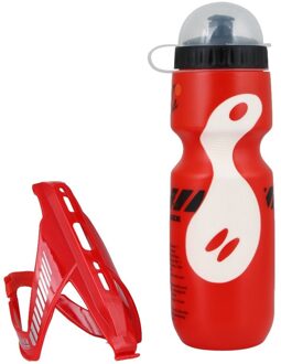650Ml Mountainbike Fiets Water Drink Fles + Houder Kooi Outdoor Sport Plastic Draagbare Ketel Water Fles Drinkware rood