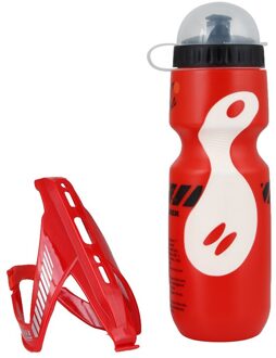 650Ml Mountainbike Fiets Water Drink Fles + Houder Kooi Outdoor Sport Plastic Draagbare Ketel Water Fles Drinkware rood