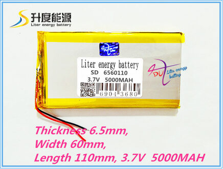 6560110 3.7 V 5000 mAh Li Polymer oplaadbare Lithium Batterij Voor GPS DVD DVR Tablet PC Mobiles Noodstroom