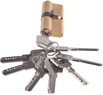 65mm With 8 Keys Thumb Turn Euro Profile Cylinder Barrel Lock Brass Satin Nickel Finish