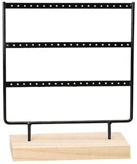 66-Gat 3-Layer Oorbel Opbergdoos Met Beugel, Oorbel Houder, Geschenkdoos, houten Sieraden Rack/Oorbel Lade zwart