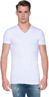6600 - 2-pack Heren T-shirt V-Hals Wit Stretch - XL