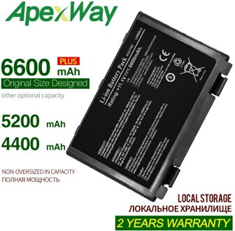 6600Mah 6C Laptop Batterij Voor Asus A32-f82 A32-f52 A32 F82 F52 K50ij K50 K51 K50ab K40in K50id K50ij k40 K50in K60 K61 K70 6600 MAh