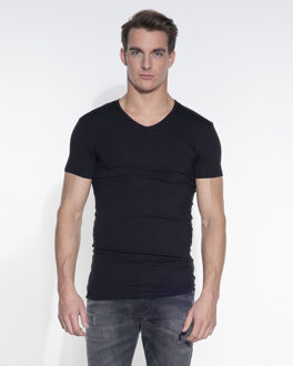 6620 - 2-pack Heren T-shirt V-Hals Zwart Stretch - L