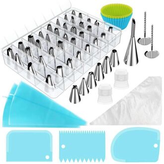 66Pcs Piping Nozzle Tips Tassen Herbruikbare Tpu Pastry Tassen Rvs Icing Tips Met Case Icing Soepeler Bakken Decorating