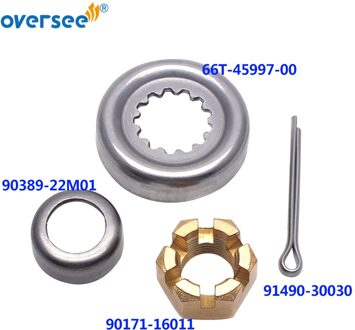 66T-W4599 Propeller Spacer Kit Voor Yamaha Buitenboordmotor F30-F60 4T/2T Hidea Parsun 90171-16011 Kasteel moer 90389-22M01 Bush