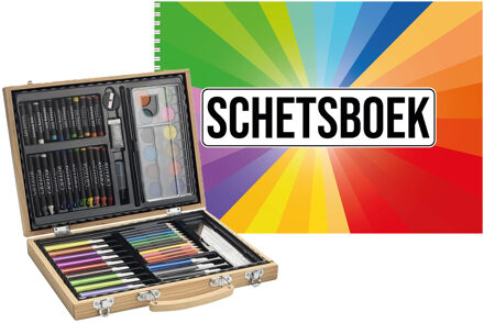 67-delige potloodset / potloden in koffer met A4 schetsboek 50 vellen