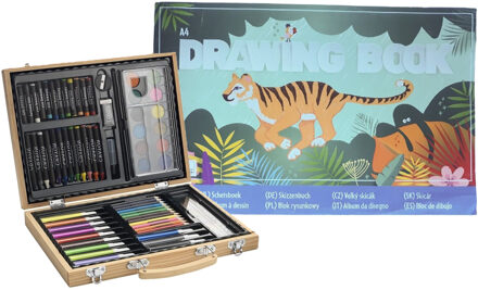 67-delige potloodset / potloden in koffer met A4 schetsboek 80 vellen