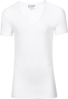6700 - 2-pack Heren T-shirt Diepe V-Hals Stretch Wit - M
