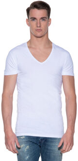 6700 - 2-pack Heren T-shirt Diepe V-Hals Stretch Wit - XXL