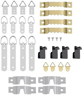 68 Pcs Fotolijst Opknoping Haken Voor Wall Mount, Foto Hangers Kit, D Ring & Gekarteld Haken Met Schroeven
