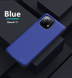 6800 Mah Voor Xiaomi Mi 11 Batterij Case Smart Phone Stand Cover Smart Power Bank Voor Xiaomi 11 Batterij Oplader case blauw