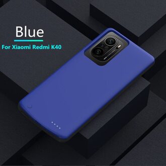 6800Mah Shockproof Acculader Case Voor Redmi K40 Draagbare Telefoon Power Bank Voor Xiaomi Redmi K40 Pro Power Opladen cover blauw For Redmi K40