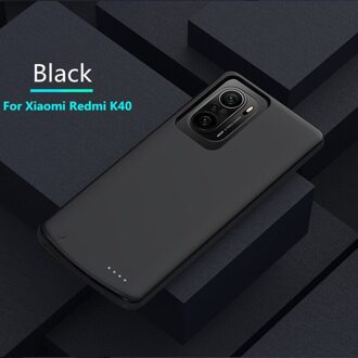 6800Mah Shockproof Acculader Case Voor Redmi K40 Draagbare Telefoon Power Bank Voor Xiaomi Redmi K40 Pro Power Opladen cover zwart For Redmi K40